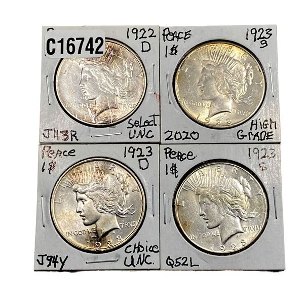 [4 Coins]1922-1923 Silver Peace Dollar