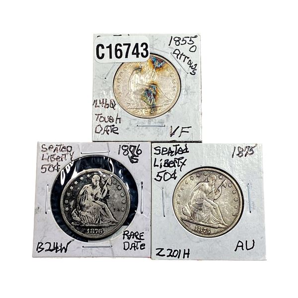 [3 Coins]1855-1875 Seated Liberty Half Dollar