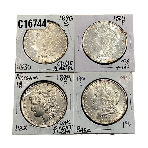 [4 Coins]1880-1901 Morgan Silver Dollar