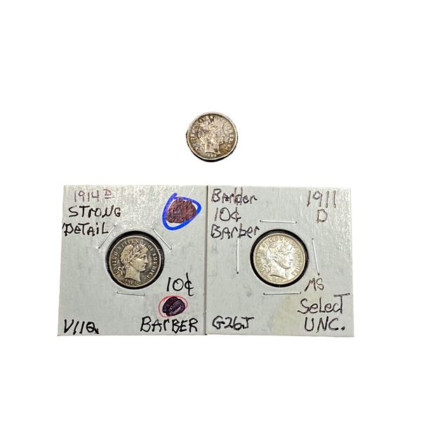 [3 Coins]1903-1914 Barber Dime