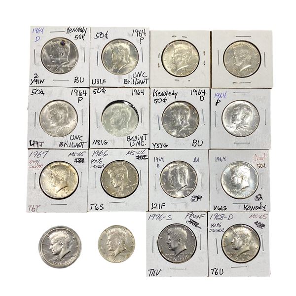 [16 Coins]1964-1976 Kennedy Half Dollar