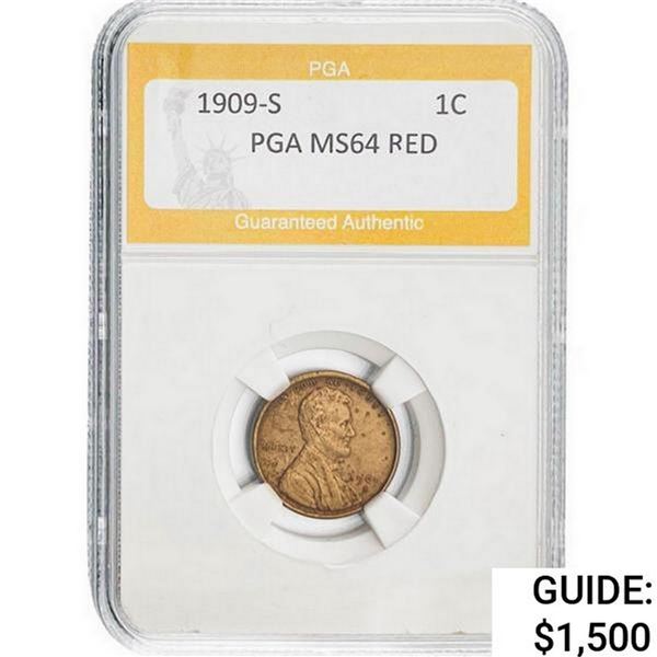1909-S Wheat Cent PGA MS64 Red