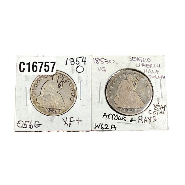 [2 Coins]1853-1854 Seated Liberty Half Dollar