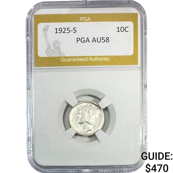 1925-S Mercury Silver Dime PGA AU58