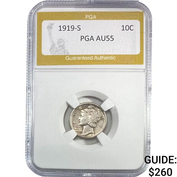 1919-S Mercury Silver Dime PGA AU55