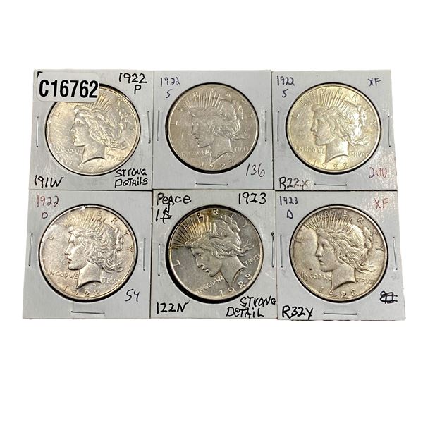 [6 Coins]1922-1923 Silver Peace Dollar
