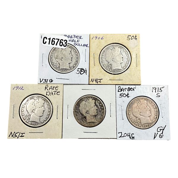 [5 Coins]1898-1915 Barber Half Dollar