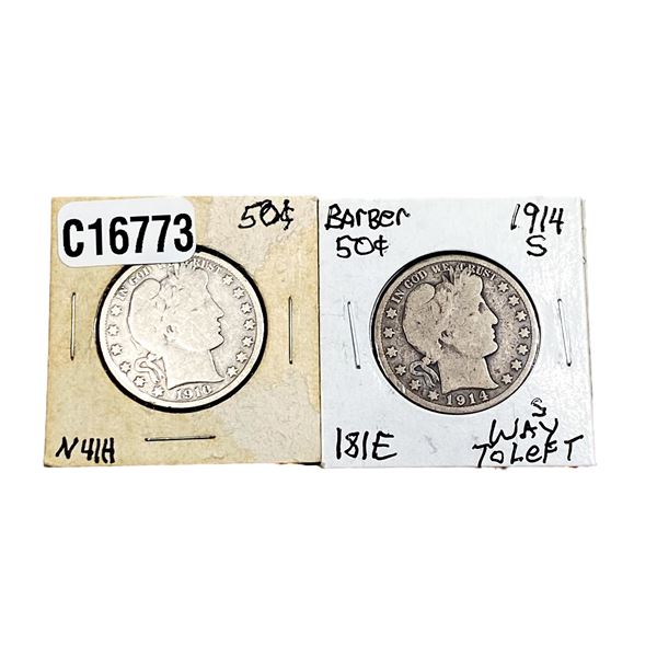 [2 Coins]1910-1914 Barber Half Dollar