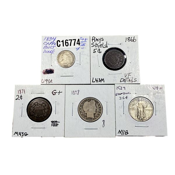 [5 Coins]1834-1929 Vaious United States Coin Set