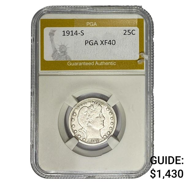 1914-S Barber Quarter PGA XF40