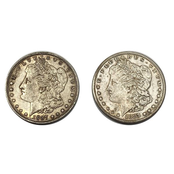 [2 Coins] 1887 Morgan Silver Dollar