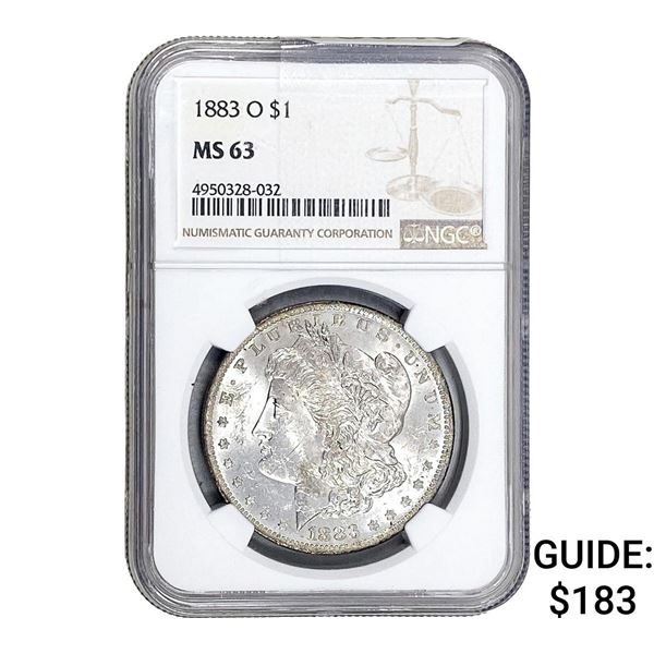 1883- O Morgan Silver Dollar NGC MS63
