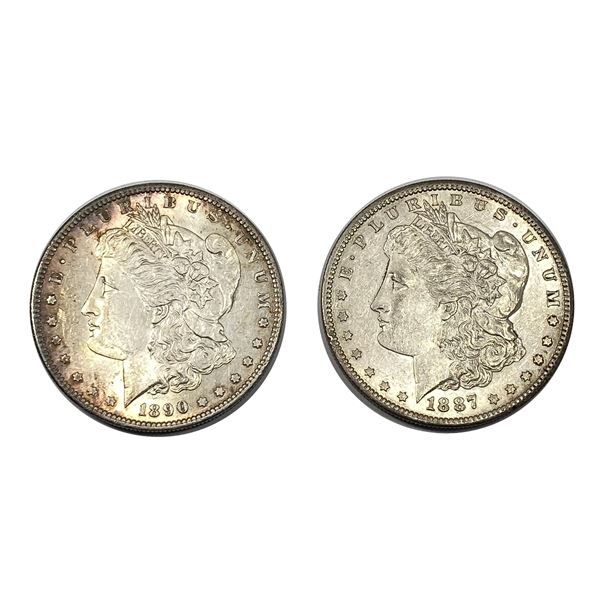 [2 Coins] 1887-1890 Morgan Silver Dollar