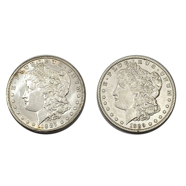 [2 Coins] 1887-1889 Morgan Silver Dollar