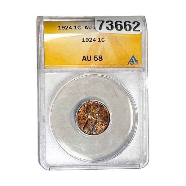 1924 Wheat Cent ANACS AU58
