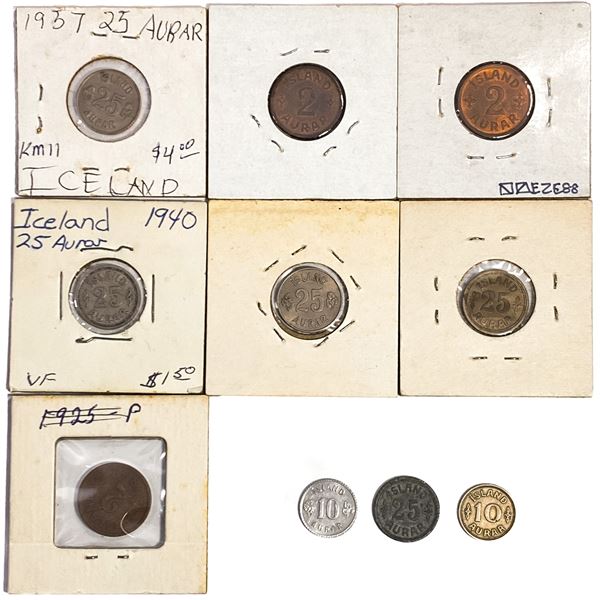 [10 Coins] 1939-1970 Iceland Coin Lot