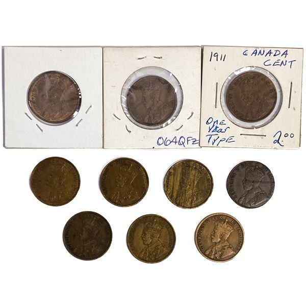 [10 Coins] 1911 Canada 1 Cent