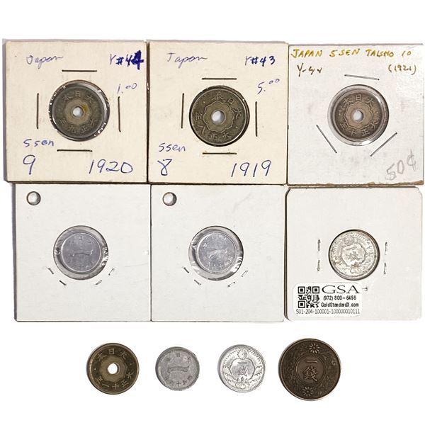 [10 Coins] 1919-1941 Japan 1 Sen/5 Sen Lot