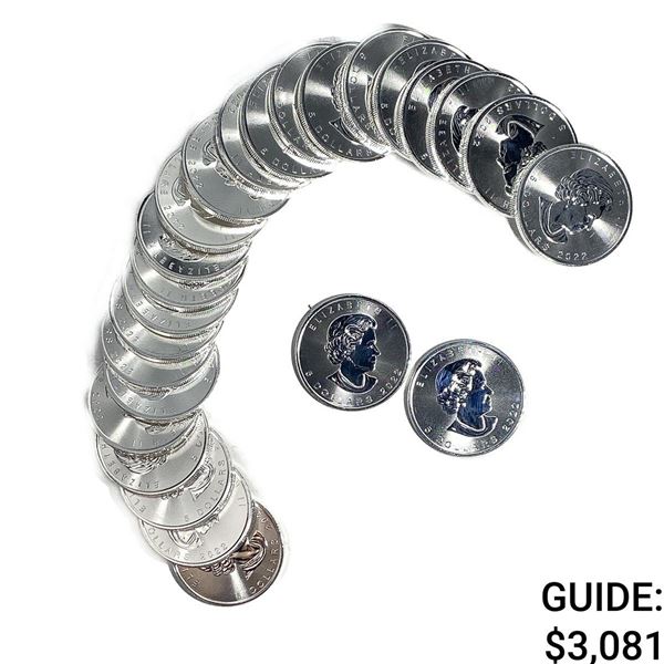 [25 Coins]2022 Canada 1oz SIlver $5 Roll