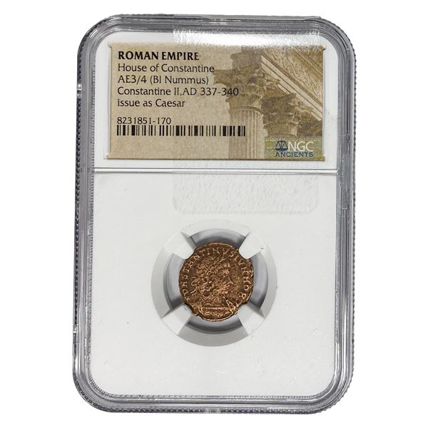 Roman Constantine II, AD 337-340 AE3/4 BI Nummus NGC