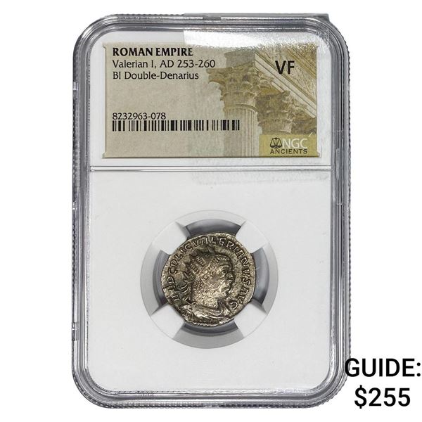 Roman Valerian I, AD 253-260 BI Dbl-Denarius NGC