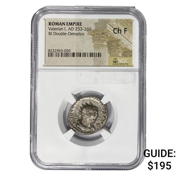 Roman Valerian I, AD 253-260 BI Dbl-Denarius NGC