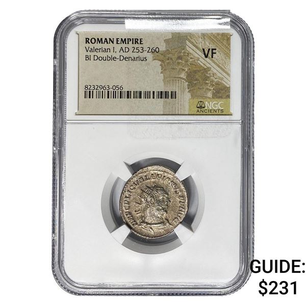 Roman Valerian I, AD 253-260 BI Dbl-Denarius NGC