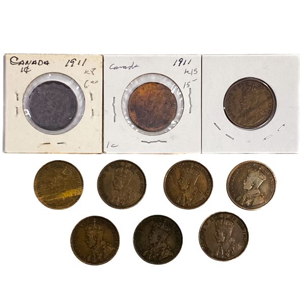 [10 Coins] 1910-1911 Canada 1 Cent