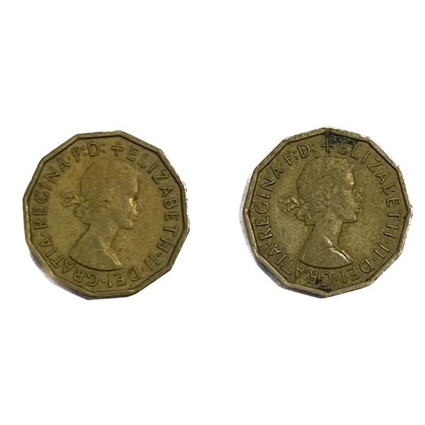 [2 Coins] 1960 Great Britain 3 Pence