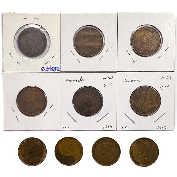 [10 Coins] 1913 Canada 1 Cent