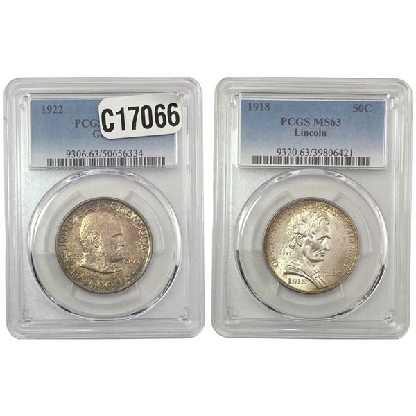 [2 Coins] 1918-1922 Commemerative Coins PCGS MS63