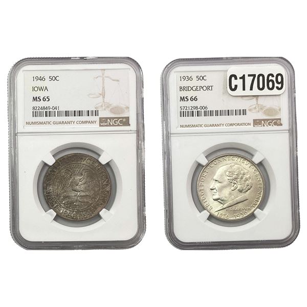[2 Coins] 1936-1946 Commemerative Coins NGC MS65-66