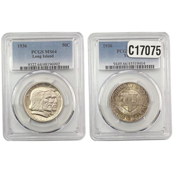 [2 Coins] 1936 Commemerative Coins PCGS MS64-66