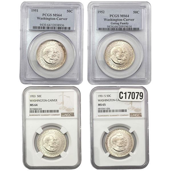[4 Coins] 1951-1953 Washington Carver Half Dollar NGC MS65-65