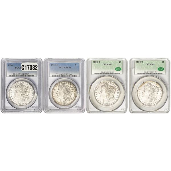 [4 Coins] 1883-1924 Morgan Silver Dollar CAC/PCGS XF/MS40-63