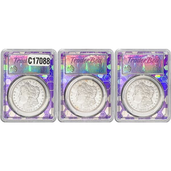 [3 Coins] 1879-1888 Morgan Silver Dollar PCGS MS63-64