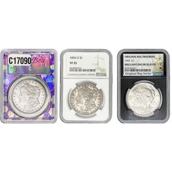 [3 Coins] 1888-1923 Mixed Silver Dollars PCGS/NGC VF/MS35-64