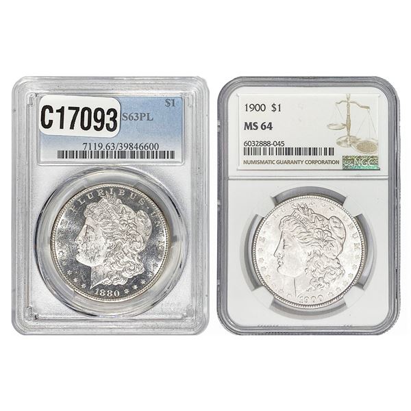 [2 Coins] 1880-1900 Morgan Silver Dollar PCGS/NGC MS63-64