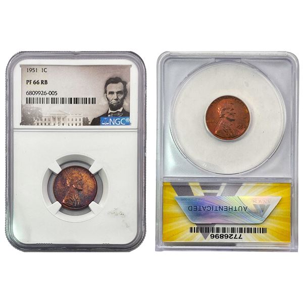 [2 Coins] 1951-1958 Wheat Cent ANACS/NGC PF/MS64-66 RB