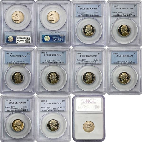 1982-2005 Various 5C Coins PCGS/NGC PR/MS68-69