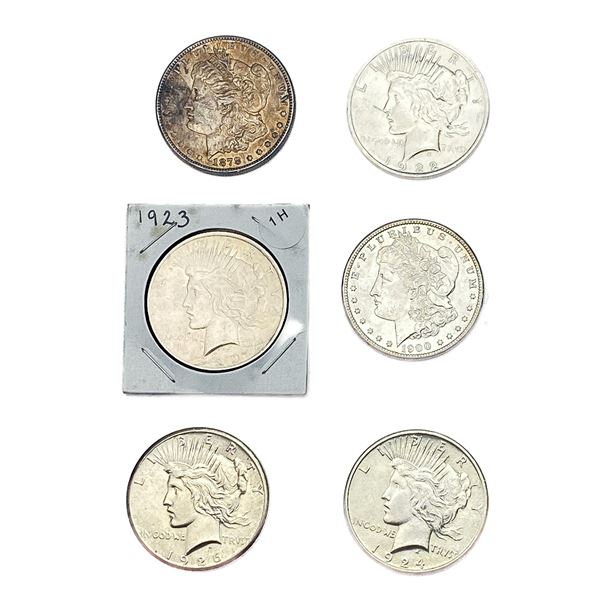 [6 Coins] 1879-1926 Mixed Silver Dollars