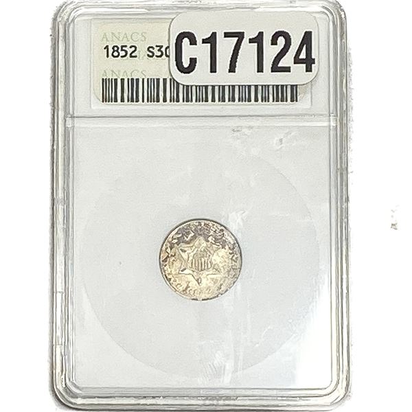 1852 Silver Three Cent ANACS AU58