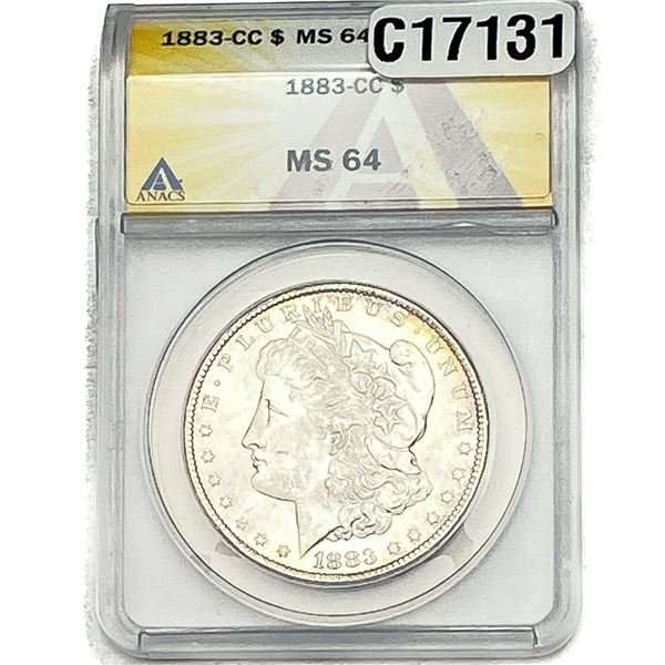 1883-CC Morgan Silver Dollar ANACS MS64