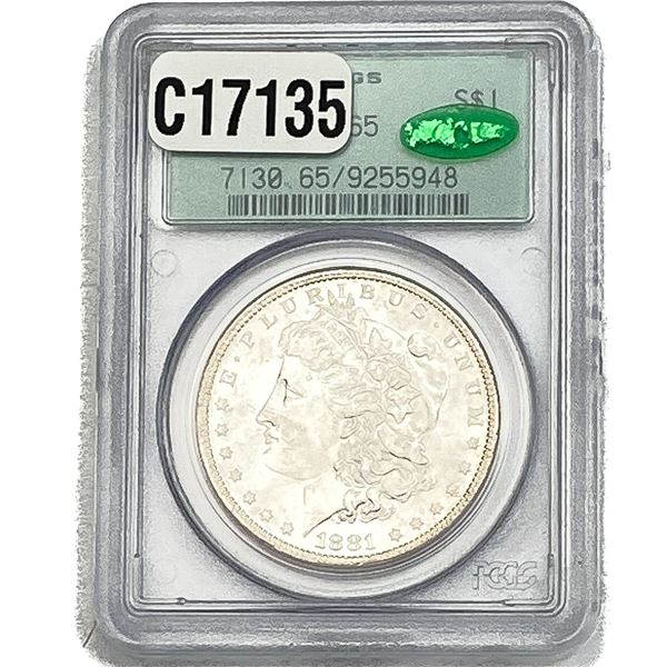 1881-S CAC Morgan Silver Dollar PCGS MS65