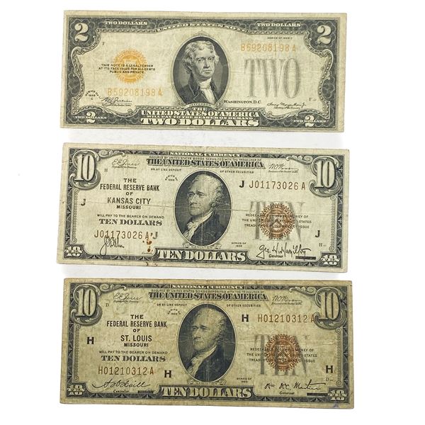 [3] 1860 Hamilton $10 & Jefferson $2