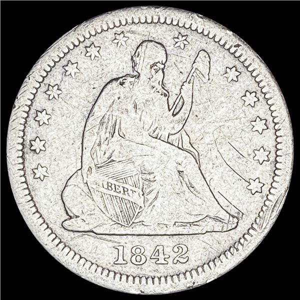 1842-O Silver Seated Liberty Quarter NICELY CIRCULATED