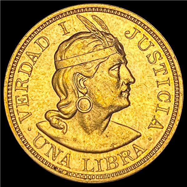 1962 Peru Gold 1 Libra SUPERB GEM BU