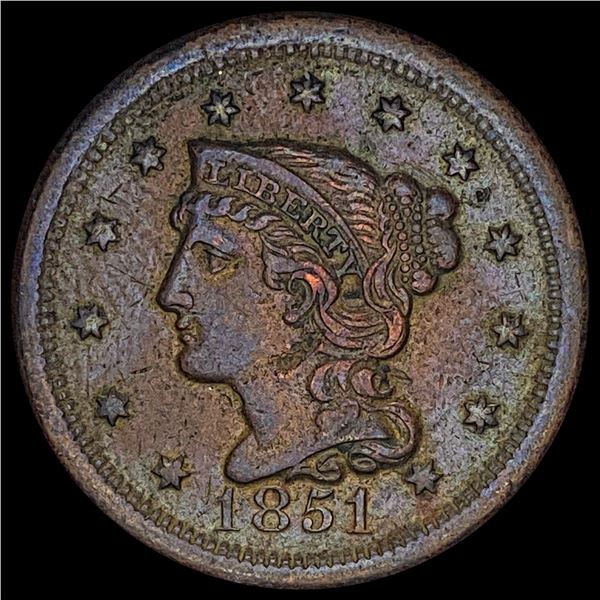 1851 Braided Hair Large Cent NEARLY UNCIRCULATED