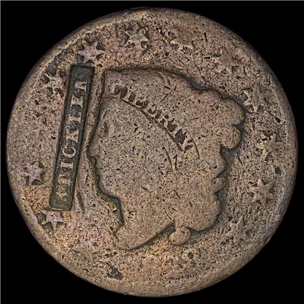 1828 Large Cent Counterstamp HIGH GRADE