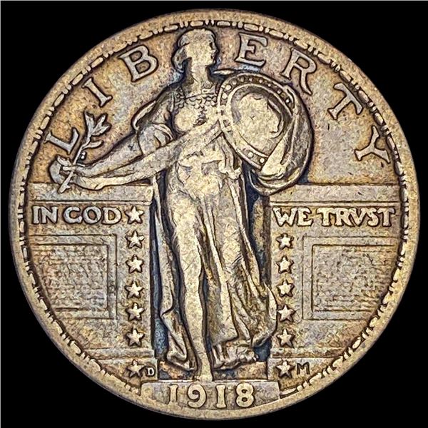 1918-D Silver Standing Liberty Quarter NEARLY UNCIRCULATED